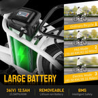PEXMOR Electric Bike for Adults 350W (Peak 500W) City Commuter Ebike 36V 12.5AH Removable Battery 26" Cruiser Electric Bicycle Shimano 6-Speed | Dual Shock Absorber | Basket