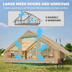 6 Person Inflatable Camping Tent with Pump, 10ft x7ft Glamping Family Tent Easy Setup 4 Season Waterproof Windproof Outdoor Blow Up Tent Luxury Oxford Cabin with Mesh Windows & Doors sgtnighsdesigns