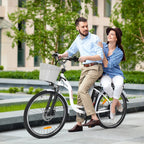 PEXMOR Electric Bike for Adults 350W (Peak 500W) City Commuter Ebike 36V 12.5AH Removable Battery 26" Cruiser Electric Bicycle Shimano 6-Speed | Dual Shock Absorber | Basket