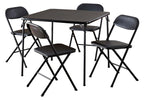 Cosco 5-Piece Folding Card Table Set, Black - Vinyl Seats, Easy Storage, Durable