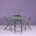 Cosco 5-Piece Folding Card Table Set, Black - Vinyl Seats, Easy Storage, Durable