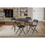 Cosco 5-Piece Folding Card Table Set, Black - Vinyl Seats, Easy Storage, Durable