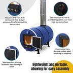 Barrel Stoves Kit C Perfect For 30-55 Gallon Drum Wood Stove Kit - Wood Burning Stove Kit Barrel Stove Door - Fire Wood Camp Stove Kit Wood Stove Kit for Emergency Heating & Cooking