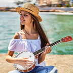 String Banjo 26 Inch MINI Travel Banjo Banjo Beginner Kit with Remo Head Open Back & Closed Solid Back with beginner Kit Comfortable Carrying Bag
