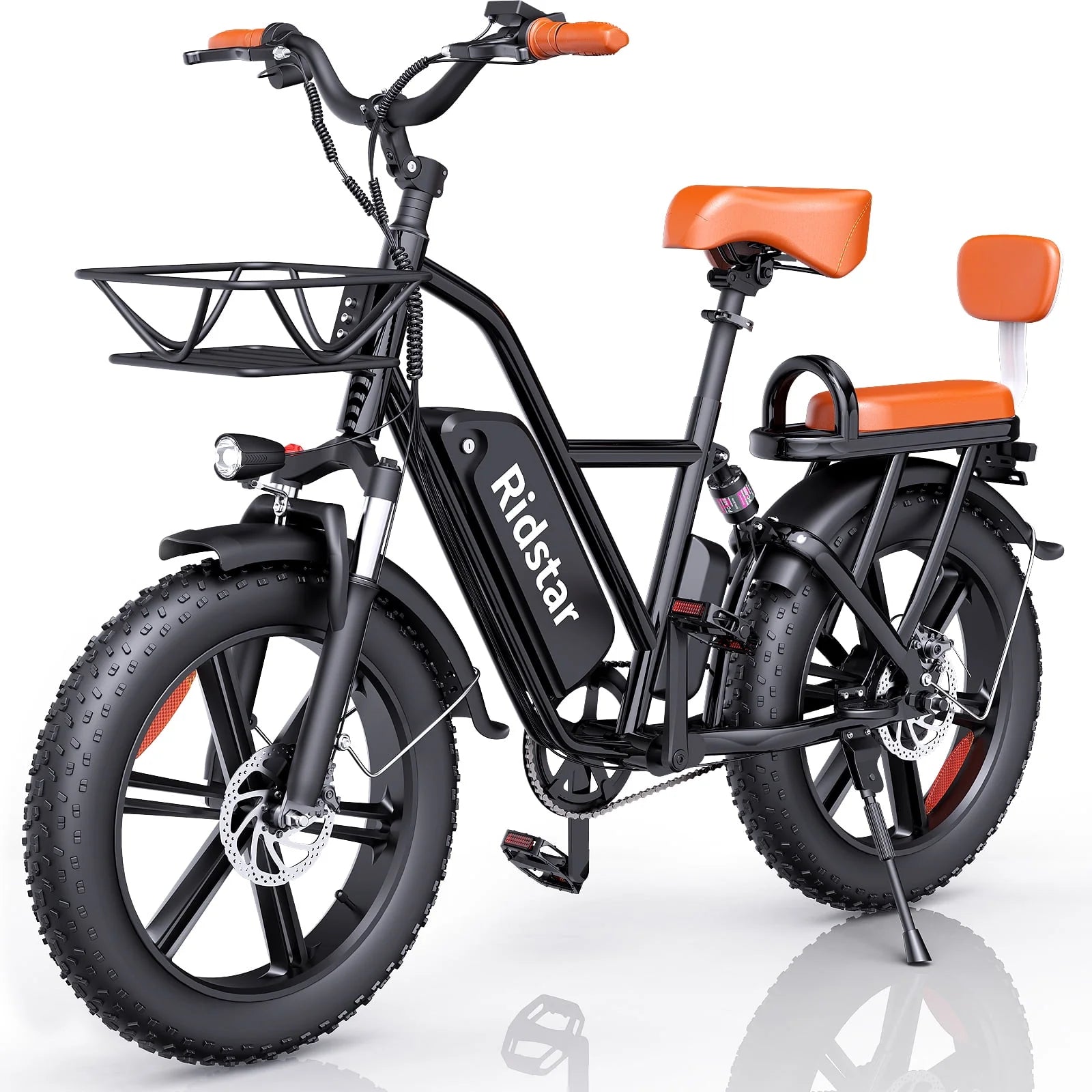 Electric Bike for Adults750W 30-70Miles 48V 15AH Removable Battery Ebike 20" x 4.0 Fat Tire Beach Commuting E-Bike 2 Seater W/Fork Suspension UL2849