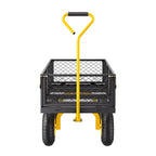 KFFKFF Mesh Steel Garden Cart 900 Lbs, 38 x 22 " Heavy Duty Utility Wagon Cart, Metal Garden Trolley with 10" Wheels, Removable Mesh Sides, 180 Swiveling Handle (Green)