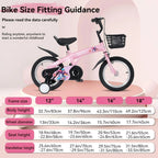 Baprem 18" Girls Bike for 5-9 Years Old Kids, Cute Kids Bike with Training Wheels, Steel Frame Sporty Children Bicycle, Pink