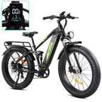 Electric Bike for Adults 1000W, 48V 17.5AH Battery Adult Electric Bicycles, 26 Fat Tire Full Suspension Ebike, 28MPH Mountain Beach E Bike, 7 Speed, 60Miles Range, UL Certified
