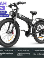Eletric Bike for Adults 750W Motor 48V 20Ah Removable Battery 26?? Fat Tire Folding E-Bike Shimano 21-Speed MTB Cycling UL2849