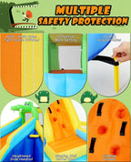Inflatable Water Slides for Kids 8-in-1 Bounce House Water Park with 450W Blower Climbing Wall, Splash Pool, 2 Water Cannons, Basketball Hoop, Water Slide, Crocodile Sprinkler for Gift Backyard Party