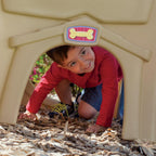Step2 Neighborhood Fun Center Brown Playhouse with Slide Plastic Kids Outdoor Toys