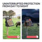 10 Miles Solar Electric Fence Charger with Day/Night Mode, 0.16J Portable Solar Fence Charger with Rechargeable Solar Panel for 24-Hour Uninterrupted Protection Electric Fence Energizer