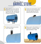 Barrel Stoves Kit C Perfect For 30-55 Gallon Drum Wood Stove Kit - Wood Burning Stove Kit Barrel Stove Door - Fire Wood Camp Stove Kit Wood Stove Kit for Emergency Heating & Cooking