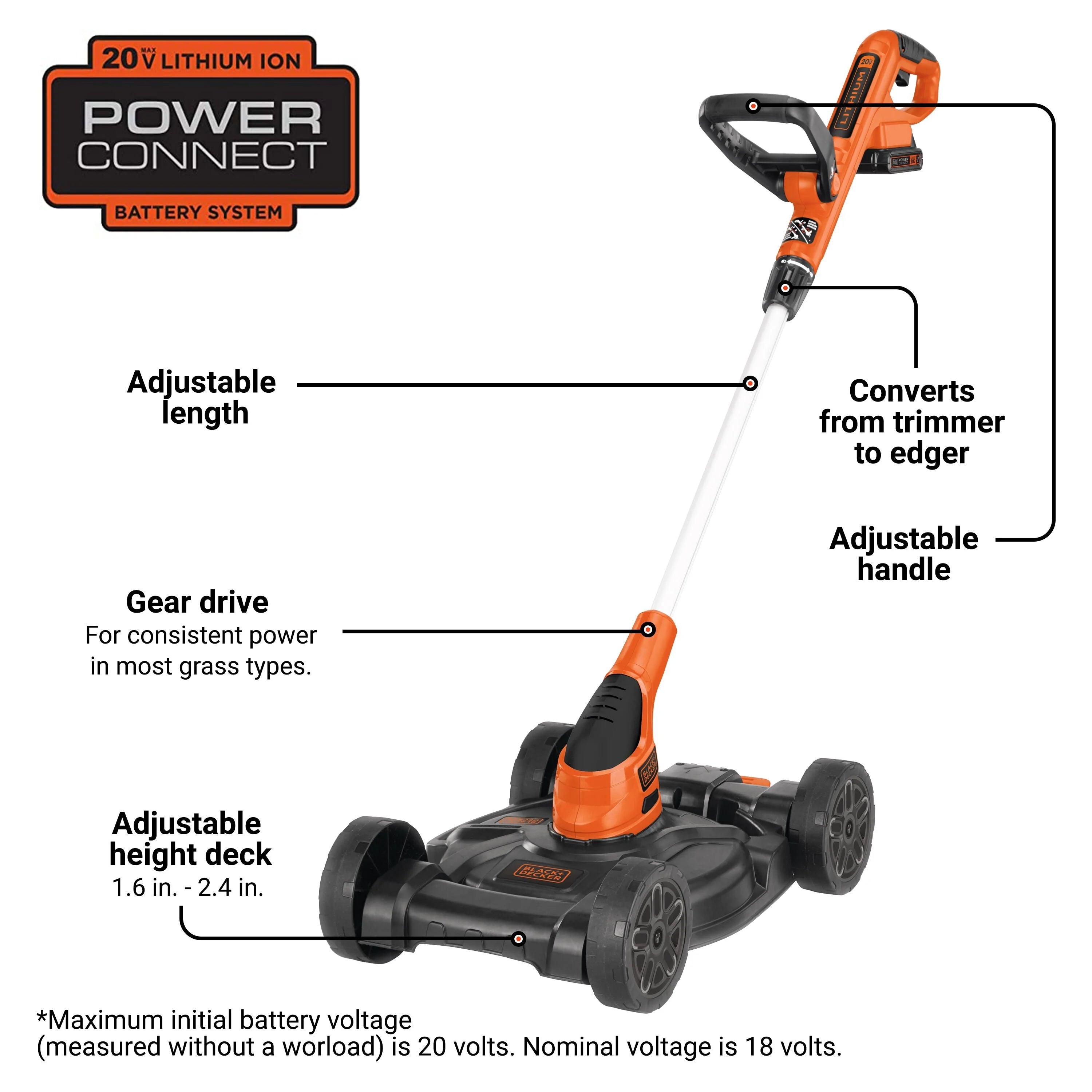 BLACK+DECKER 20V MAX* Lithium 12 inch 3-in-1 Compact Mower, MTC220
