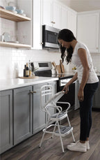 COSCO Stylaire Retro Chair + Step Stool with flip-up seat (white, one pack)