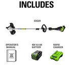 Greenworks 40V Brushless Edger 8", 4.0Ah Battery & Charger Included, Lightweight & Quiet