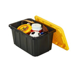 HDX 27-Gallon Black Stackable Waterproof Storage Tote with Yellow Lid, 5-Pack