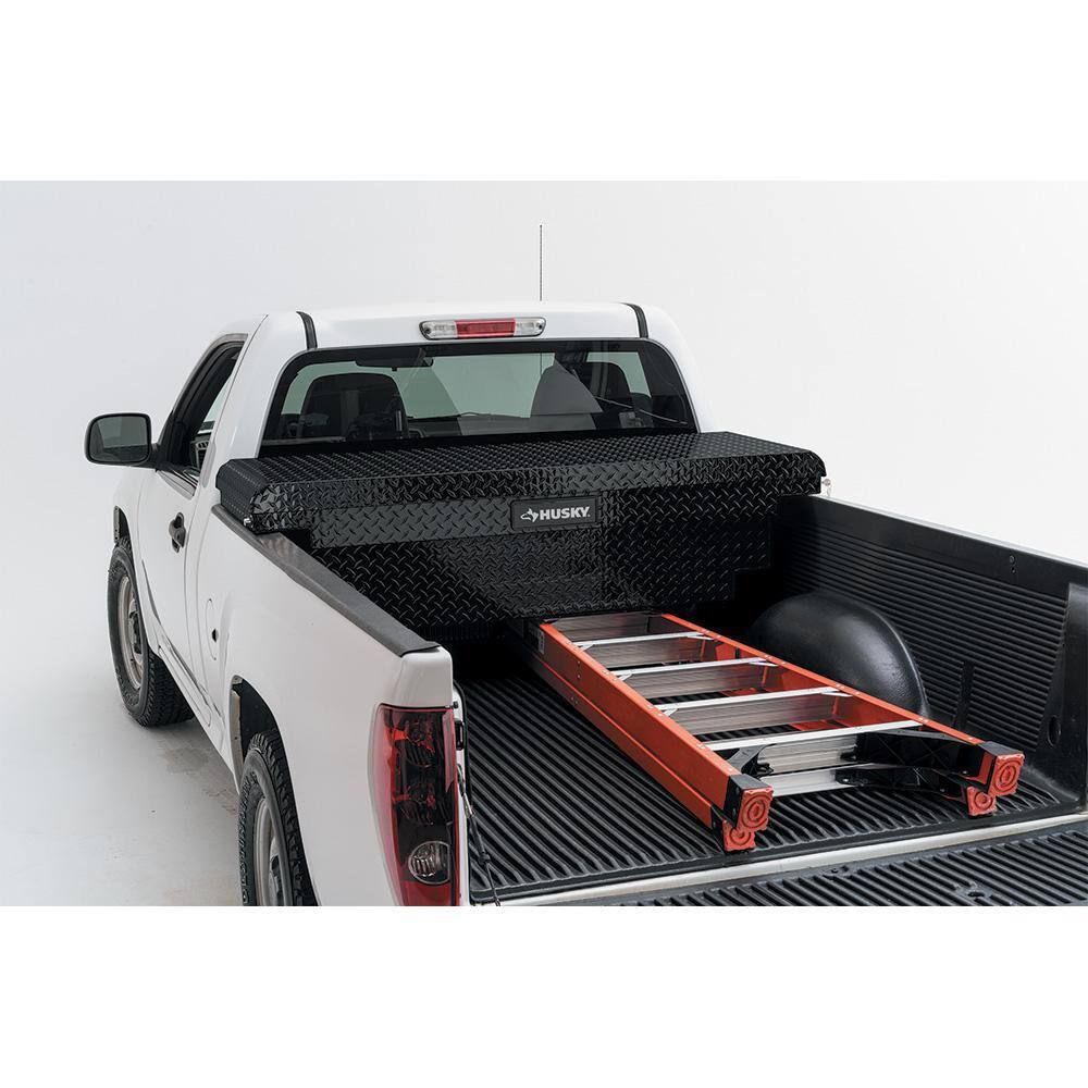 Husky Low Profile Black Aluminum Truck Tool Box for Mid-Size Trucks