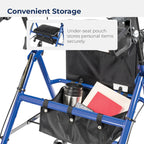 Drive Medical 4-Wheel Rollator Walker, Foldable, Padded Seat & Backrest, 6-Inch Wheels, Blue