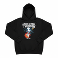 Black rock and roll graphic hoodie with lightning bolt print