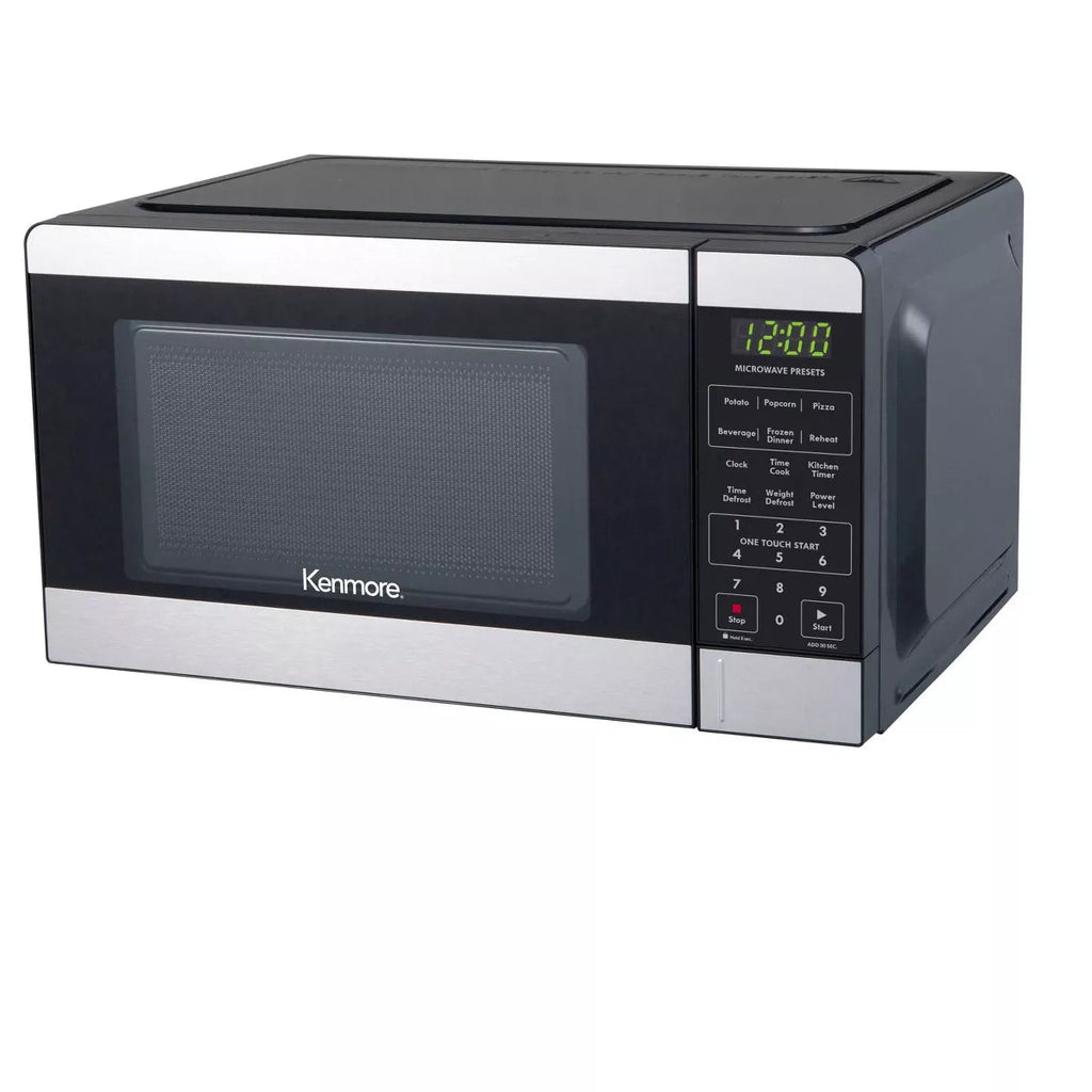 Kenmore 0.7 Cu Ft Stainless Steel Countertop Microwave Oven, 700W, Digital Display, 10 Power Levels