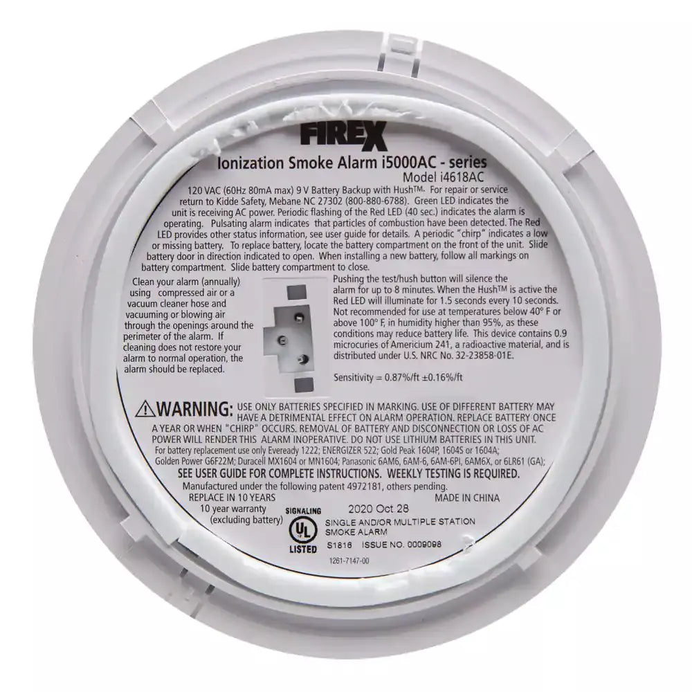 Kidde Firex i4618 4-Pack Hardwired Ionization Smoke Detectors with Battery Backup