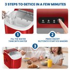 KISSAIR Portable Ice Maker, 26lbs/24H, Self-Cleaning, Compact Countertop Machine with Fast Ice Production