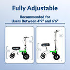 KneeRover GO HYBRID All Terrain Compact Knee Scooter for Adults - Race Car Green, Adjustable, Heavy Duty, Ideal for Foot Injuries and Recovery