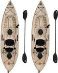 Lifetime Tamarack Angler 100 Fishing Kayak 10ft 2-Pack with Paddles - UV-Protected HDPE, Adjustable Seat, Rod Holders, Tan