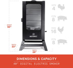 Masterbuilt 40" Digital Electric Smoker with Window & Legs, 4 Racks, Black