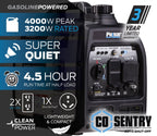 Pulsar 4000W Super Quiet Inverter Generator with CO Sentry, Portable, Safe for Electronics