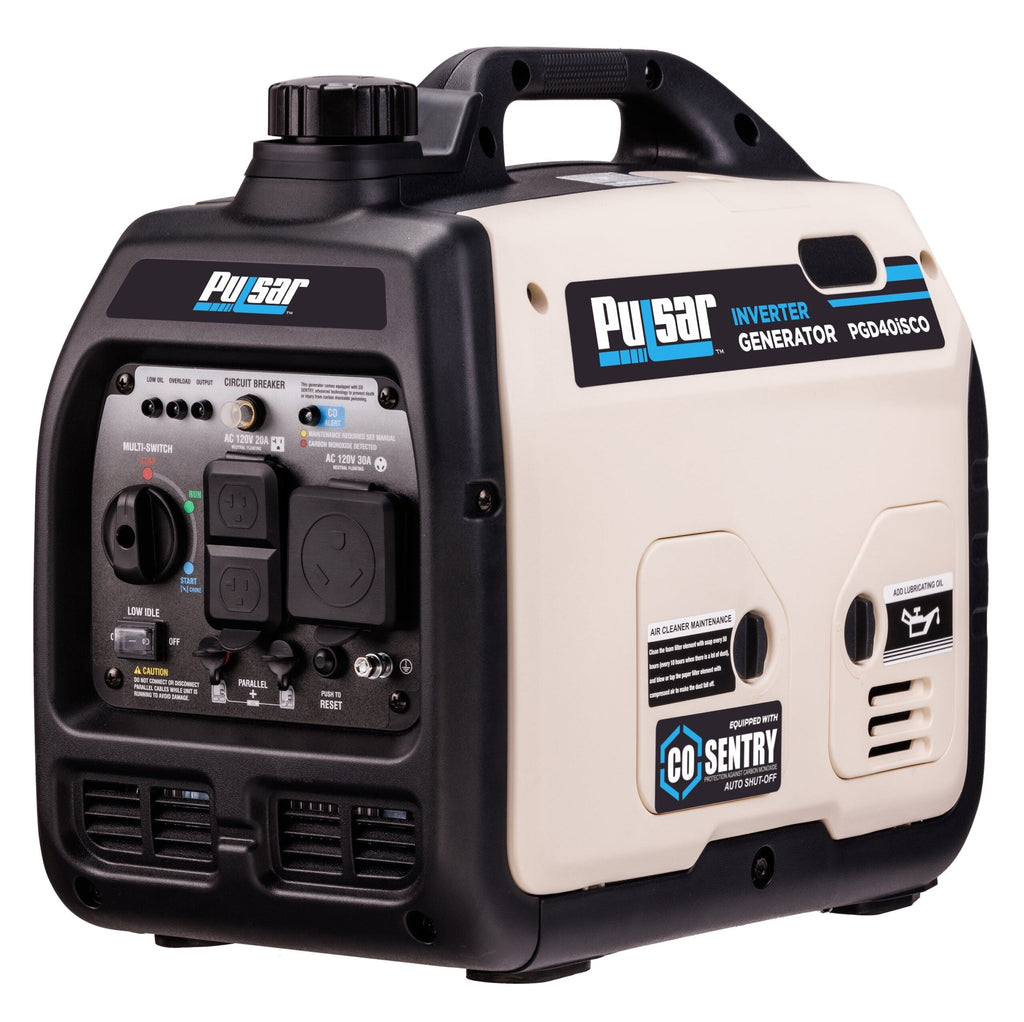 Pulsar 4000W Super Quiet Inverter Generator with CO Sentry, Portable, Safe for Electronics