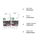Starbucks French Roast Whole Bean Coffee 80 Oz - Intense Smoky Flavor, 2x40 Oz Packs