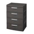Sterilite Heavy-Duty 4 Drawer Plastic Storage Unit, Flat Gray, BPA-Free