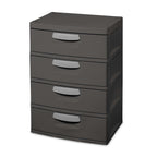 Sterilite Heavy-Duty 4 Drawer Plastic Storage Unit, Flat Gray, BPA-Free