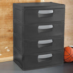 Sterilite Heavy-Duty 4 Drawer Plastic Storage Unit, Flat Gray, BPA-Free