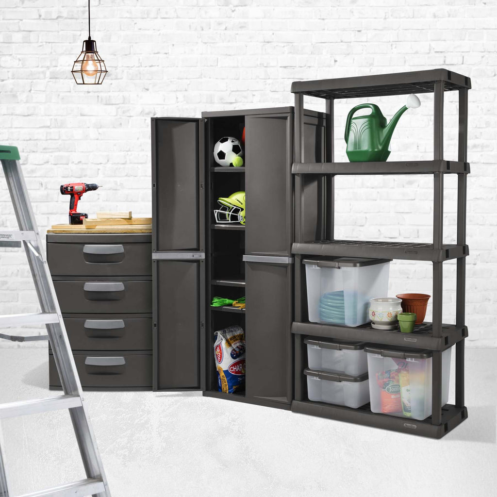 Sterilite Heavy-Duty 4 Drawer Plastic Storage Unit, Flat Gray, BPA-Free