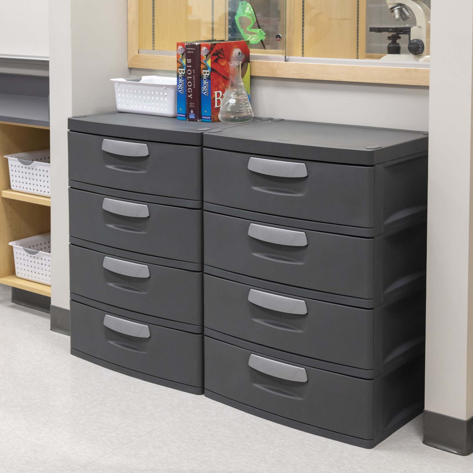 Sterilite Heavy-Duty 4 Drawer Plastic Storage Unit, Flat Gray, BPA-Free