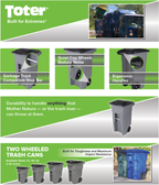 Toter 32 Gallon Greenstone Trash Can with Quiet Wheels & Attached Lid - Durable Indoor/Outdoor Waste & Recycling Container