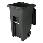 Toter 32 Gallon Greenstone Trash Can with Quiet Wheels & Attached Lid - Durable Indoor/Outdoor Waste & Recycling Container