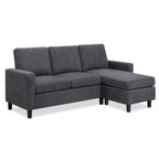 Walsunny Convertible Sectional Sofa, L-Shaped Linen Couch with Reversible Ottoman for Small Spaces