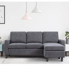 Walsunny Convertible Sectional Sofa, L-Shaped Linen Couch with Reversible Ottoman for Small Spaces
