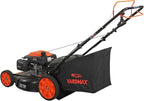 YARDMAX 22" Gas Self-Propelled Lawn Mower, 201cc, 6-Speed CVT, High Wheel RWD, 3-in-1, Black