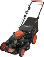 YARDMAX 22" Gas Self-Propelled Lawn Mower, 201cc, 6-Speed CVT, High Wheel RWD, 3-in-1, Black